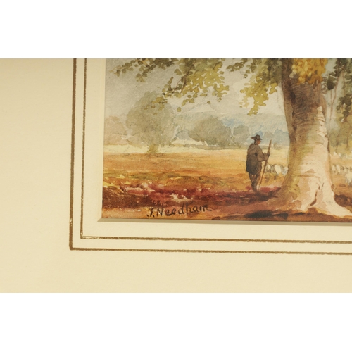 889 - JOSEPH NEEDHAM (1810-1890) A SET OF FIVE WATERCOLOURS. Tree scenes with figures, signed and dated - ... 