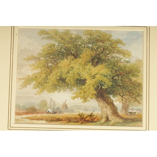 889 - JOSEPH NEEDHAM (1810-1890) A SET OF FIVE WATERCOLOURS. Tree scenes with figures, signed and dated - ... 