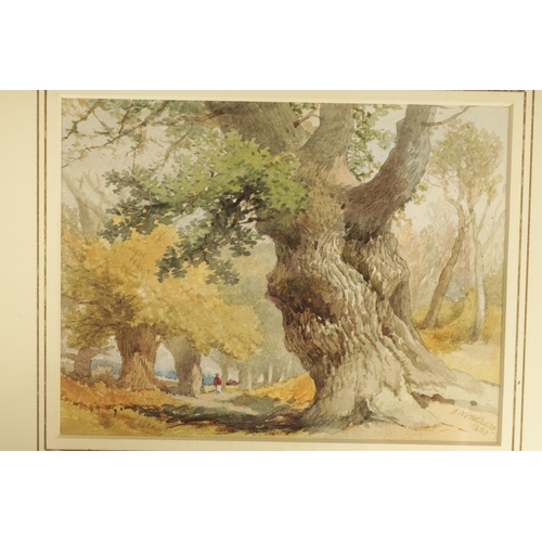 889 - JOSEPH NEEDHAM (1810-1890) A SET OF FIVE WATERCOLOURS. Tree scenes with figures, signed and dated - ... 