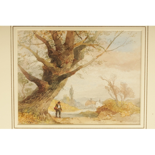 889 - JOSEPH NEEDHAM (1810-1890) A SET OF FIVE WATERCOLOURS. Tree scenes with figures, signed and dated - ... 