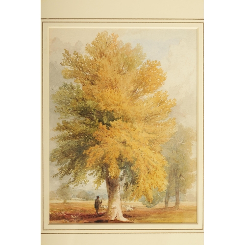 889 - JOSEPH NEEDHAM (1810-1890) A SET OF FIVE WATERCOLOURS. Tree scenes with figures, signed and dated - ... 