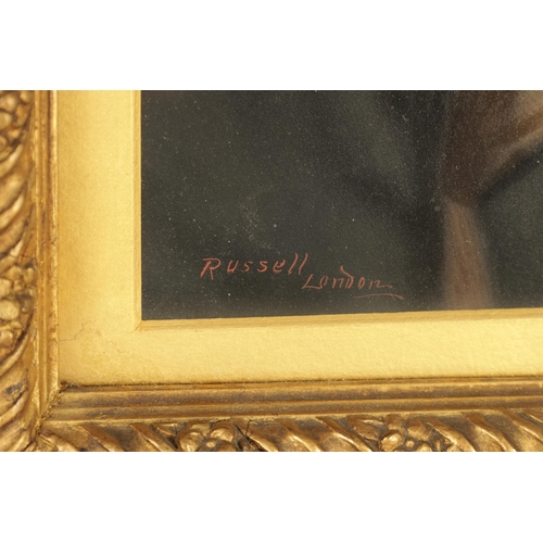 890 - A 19TH CENTURY HAND-TINTED OPALOTYPE PORTRAIT BY RUSSELL, LONDON printed on white glass depicting a ... 