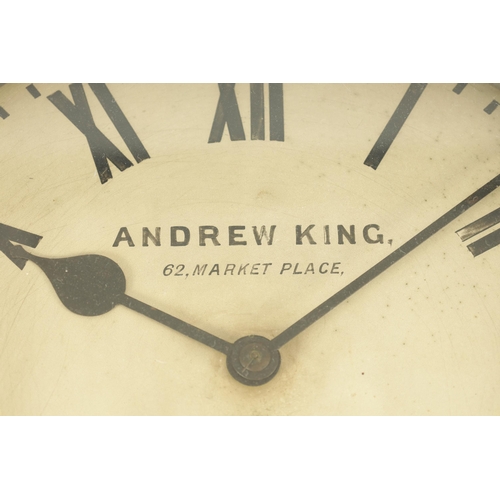 902 - ANDREW KING, 62, MARKET PLACE, HULL. A 19TH CENTURY 14Ó FUSEE WALL CLOCK the painted dial with Roman... 