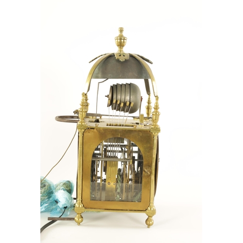 904 - AN 18TH CENTURY BRASS QUARTER STRIKING SINGLE HANDED VERGE LANTERN CLOCK the engraved Roman chapter ... 