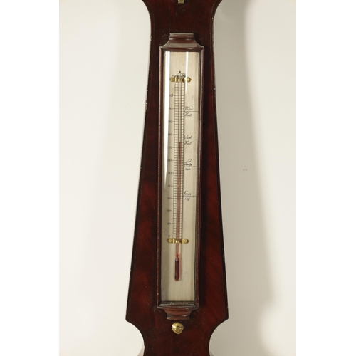 907 - A 19TH CENTURY FIGURED MAHOGANY 6Ó WHEEL BAROMETER SIGNED DOLLAND, LONDON The case with caddy top an... 