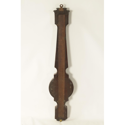 907 - A 19TH CENTURY FIGURED MAHOGANY 6Ó WHEEL BAROMETER SIGNED DOLLAND, LONDON The case with caddy top an... 