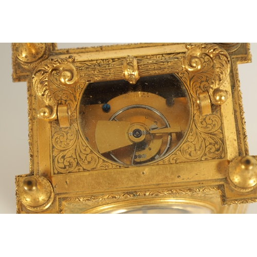 912 - PERIGAL & DUTERIAN, BOND STREET, LONDON. A FINE MID 19TH CENTURY GILT BRASS ENGLISH FUSEE CARRIAGE C... 