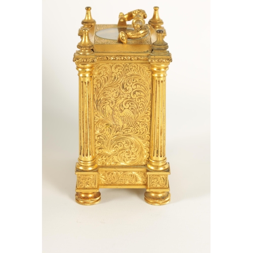 912 - PERIGAL & DUTERIAN, BOND STREET, LONDON. A FINE MID 19TH CENTURY GILT BRASS ENGLISH FUSEE CARRIAGE C... 