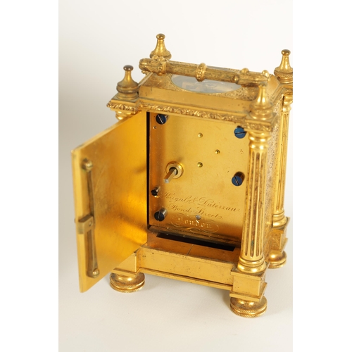 912 - PERIGAL & DUTERIAN, BOND STREET, LONDON. A FINE MID 19TH CENTURY GILT BRASS ENGLISH FUSEE CARRIAGE C... 