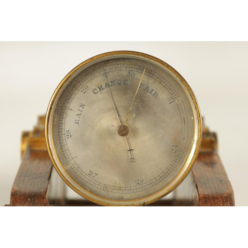 917 - A 19TH CENTURY GILT BRASS AND OAK NOVELTY DESK BAROMETER SIGNED W. THORN, 4 PALL MALL. Modelled as a... 