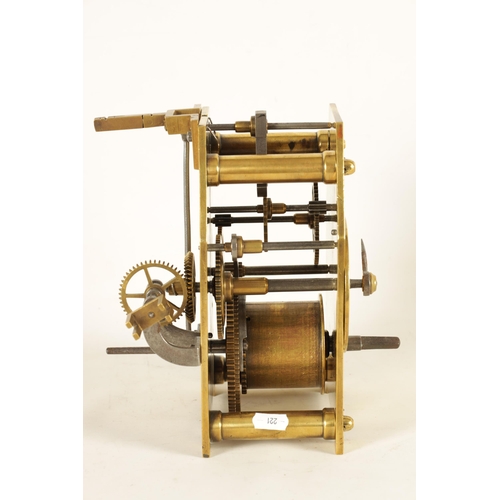 920 - AN EARLY 19TH CENTURY BRASS PLATED WEIGHT DRIVEN TURRET CLOCK MOVEMENT having thick shaped brass pla... 