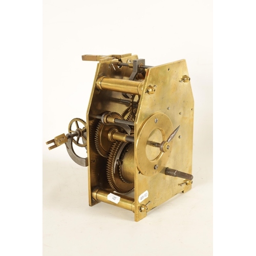 920 - AN EARLY 19TH CENTURY BRASS PLATED WEIGHT DRIVEN TURRET CLOCK MOVEMENT having thick shaped brass pla... 