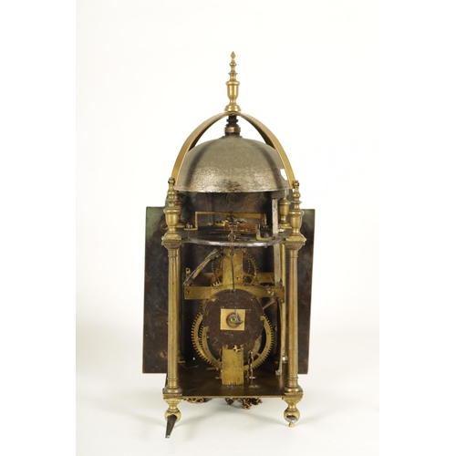 923 - SAMUEL GUY, LONDON. AN EARLY 18TH CENTURY BRASS LANTERN CLOCK the 8