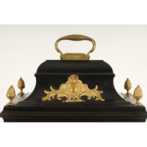 924 - ROBERT HENDERSON, LONDON A GEORGE III EBONISED AND ORMOLU MOUNTED BRACKET CLOCK the classic bell top... 