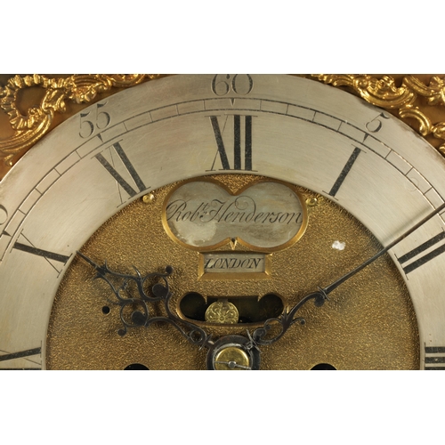 924 - ROBERT HENDERSON, LONDON A GEORGE III EBONISED AND ORMOLU MOUNTED BRACKET CLOCK the classic bell top... 