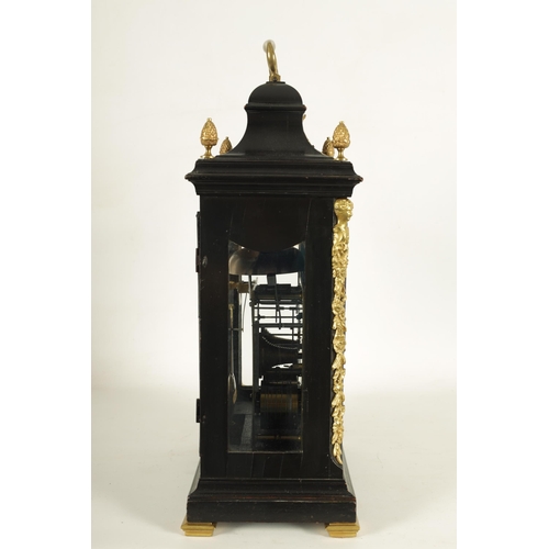 924 - ROBERT HENDERSON, LONDON A GEORGE III EBONISED AND ORMOLU MOUNTED BRACKET CLOCK the classic bell top... 