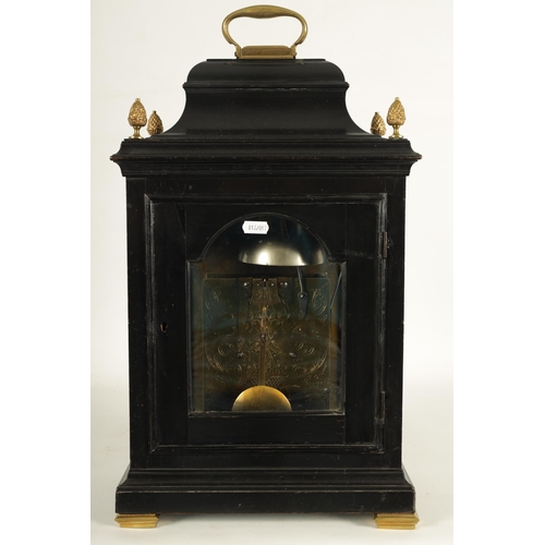 924 - ROBERT HENDERSON, LONDON A GEORGE III EBONISED AND ORMOLU MOUNTED BRACKET CLOCK the classic bell top... 