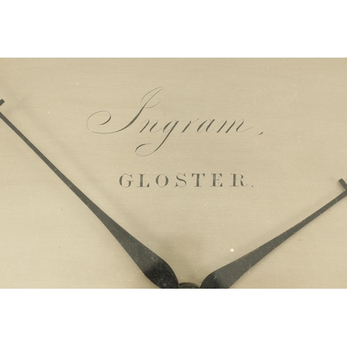 925 - INGRAM, GLOSTER. A FINE GEORGE III 18Ó DIAL GIANT DOUBLE FUSEE WALL CLOCK the silvered dial with Rom... 