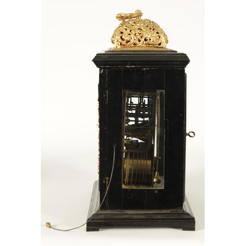 929 - EDMUND APPLY, AT CHARING CROSS. A WILLIAM AND MARY EBONY VENEERED GILT BRASS MOUNTED BASKET TOP BRAC... 