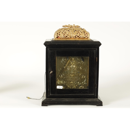 929 - EDMUND APPLY, AT CHARING CROSS. A WILLIAM AND MARY EBONY VENEERED GILT BRASS MOUNTED BASKET TOP BRAC... 