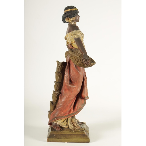 93 - A 20TH CENTURY URIELA TERRACOTTA POLYCHROME FIGURE finely modelled and coloured depicting a standing... 