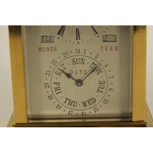 930 - W. BATTY, LONDON. A VERY RARE LATE 19TH CENTURY FRENCH LACQUERED BRASS CARRIAGE CLOCK TIMEPIECE WITH... 