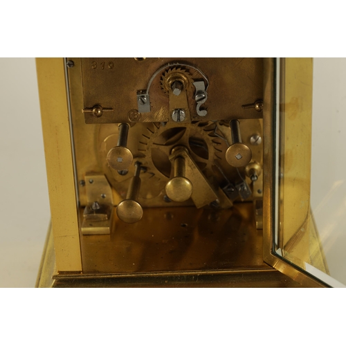 930 - W. BATTY, LONDON. A VERY RARE LATE 19TH CENTURY FRENCH LACQUERED BRASS CARRIAGE CLOCK TIMEPIECE WITH... 