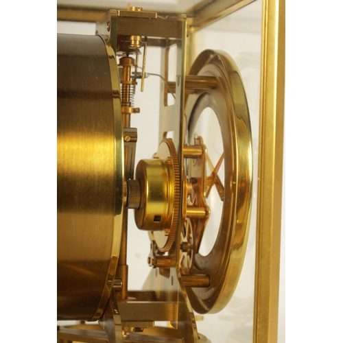 931 - A 1960'S JAEGER-LECOULTRE ATMOS CLOCK the glazed gilt case with canted corners enclosing a skeletoni... 