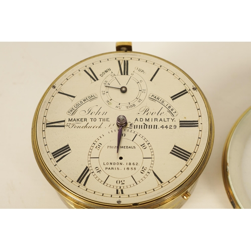 933 - JOHN POOLE, MAKER TO THE ADMIRALTY, FENCHURCH. LONDON. A LATE 19TH CENTURY MARINE CHRONOMETER the br... 