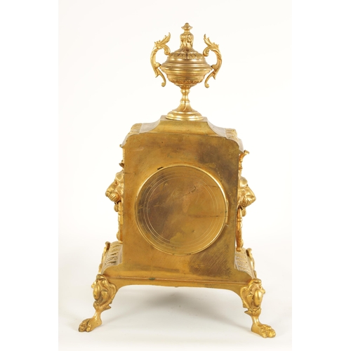 937 - RICHOND. A LATE 19TH CENTURY FRENCH ORMOLU MANTEL CLOCK the ornate case surmounted by an urn finial ... 