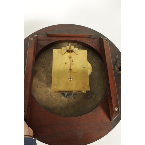 938 - A 19TH CENTURY CONVEX FUSEE RAILWAY STATION CLOCK the mahogany case with moulded surround and cast b... 