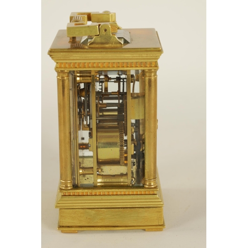 939 - GAY AND LAMAILLE, A LATE 19TH CENTURY SMALL FRENCH REPEATING CARRIAGE CLOCK the brass case with reed... 