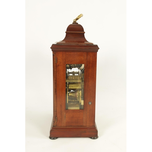 942 - PHILIP LONDON. A 19TH CENTURY GEORGE III STYLE THREE TRAIN QUARTER STRIKING MAHOGANY BELL TOP BRACKE... 