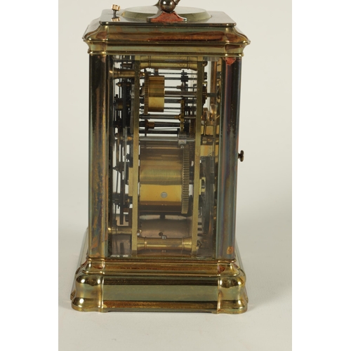 946 - A LATE 19TH CENTURY FRENCH BRASS GORGE CASED GRAND SONNERIE CARRIAGE CLOCK BY HENRI JACOT the moulde... 