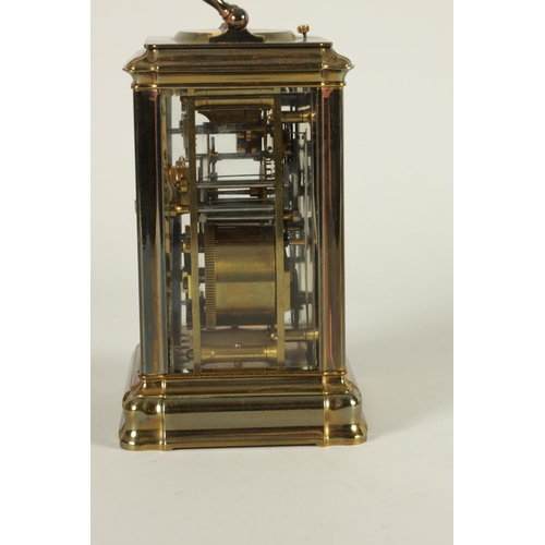 946 - A LATE 19TH CENTURY FRENCH BRASS GORGE CASED GRAND SONNERIE CARRIAGE CLOCK BY HENRI JACOT the moulde... 