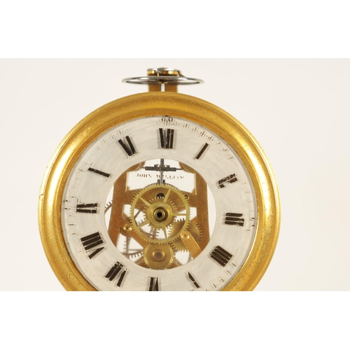 947 - A RARE 19TH CENTURY MINIATURE ENGLISH GILT BRASS SKELETON CLOCK the finely pierced frame supported o... 