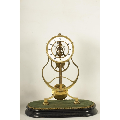 948 - A 19TH CENTURY FRENCH SKELETON CLOCK the brass pierced frame supporting a 4.5