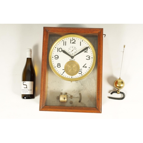 960 - AN EARLY 20TH CENTURY FRENCH BRILLIE ELECTRIC MASTER CLOCK in glazed mahognay case with marble back ... 