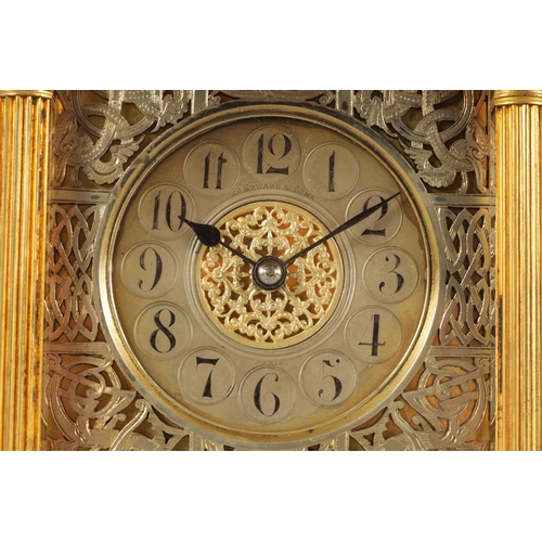 963 - A LATE 19TH CENTURY GIANT FRENCH CARRIAGE CLOCK the gilt brass case with reeded Corinthian column co... 