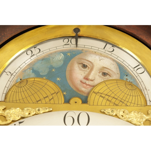 968 - HADWEN, LIVERPOOL. A GEORGE III FIGURED MAHOGANY 8 DAY MOON DIAL LONGCASE CLOCK No. 315 the 13