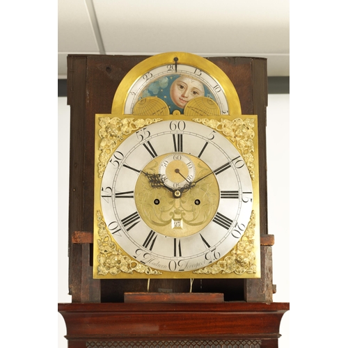 968 - HADWEN, LIVERPOOL. A GEORGE III FIGURED MAHOGANY 8 DAY MOON DIAL LONGCASE CLOCK No. 315 the 13