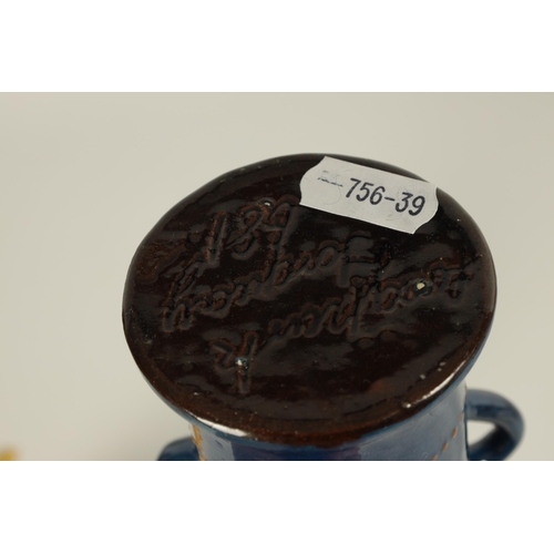 97 - A LATE 19TH CENTURY BARON ART POTTERY BARNSTAPLE SUFFRAGETTE BELL inscribed 'I am a bell as you may ... 