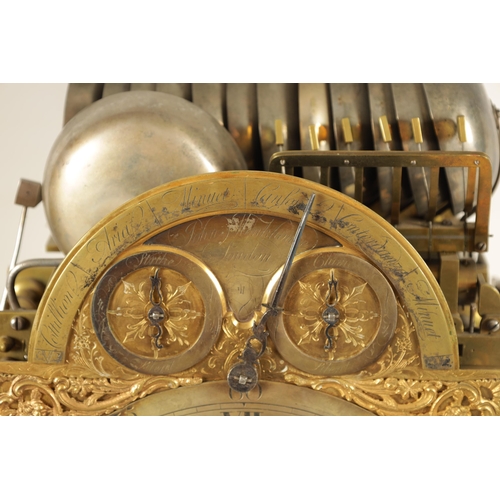 975 - JOHN MONKHOUSE, LONDON. A VERY RARE GEORGE III FOUR TRAIN MUSICAL BRACKET CLOCK the walnut case with... 