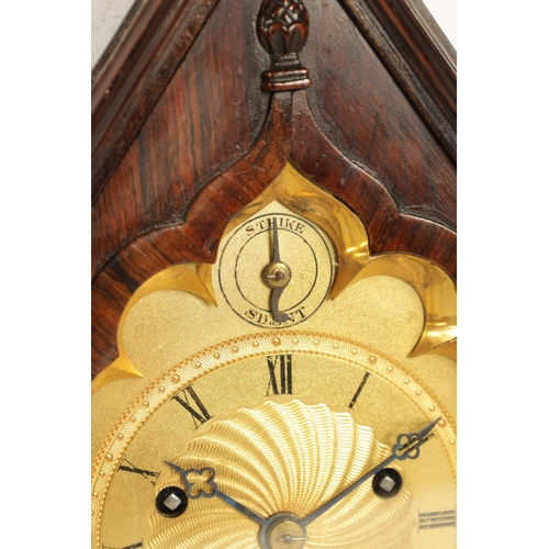 978 - VINER & CO. LONDON. A 19TH CENTURY ROSEWOOD CASED GOTHIC REVIVAL DOUBLE FUSEE MANTEL CLOCK OF SMALL ... 