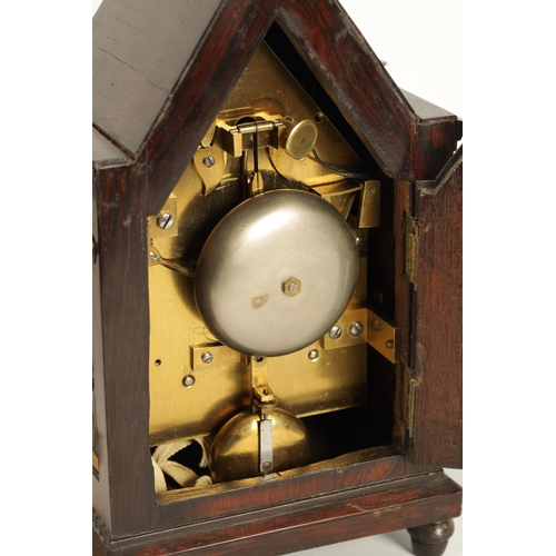 978 - VINER & CO. LONDON. A 19TH CENTURY ROSEWOOD CASED GOTHIC REVIVAL DOUBLE FUSEE MANTEL CLOCK OF SMALL ... 