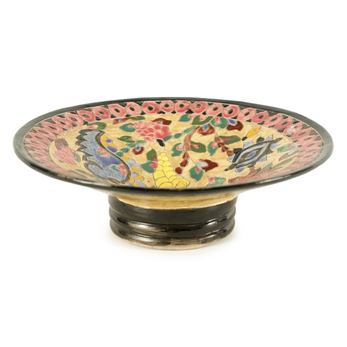 98 - JEROME MASSIER AN EARLY 20TH CENTURY VALLAURIS CERAMIC FLARED FOOTED BOWL incised and colourfully de... 