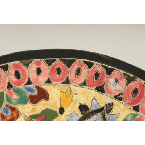 98 - JEROME MASSIER AN EARLY 20TH CENTURY VALLAURIS CERAMIC FLARED FOOTED BOWL incised and colourfully de... 