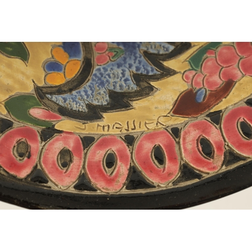 98 - JEROME MASSIER AN EARLY 20TH CENTURY VALLAURIS CERAMIC FLARED FOOTED BOWL incised and colourfully de... 