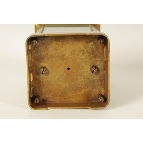 987 - A LATE 19TH CENTURY FRENCH EIGHT-DAY REPEATING BRASS CASED CARRIAGE CLOCK the masked dial with Arabi... 