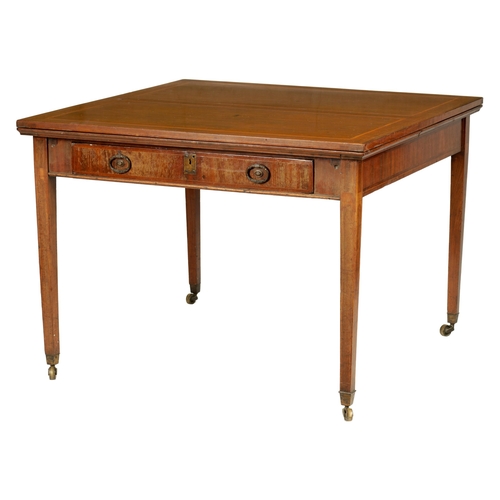 1196 - A GOOD GEORGE III INLAID MAHOGANY COUNTRY HOUSE RENT TABLE IN THE MANNER OF GILLOWS with boxwood inl... 